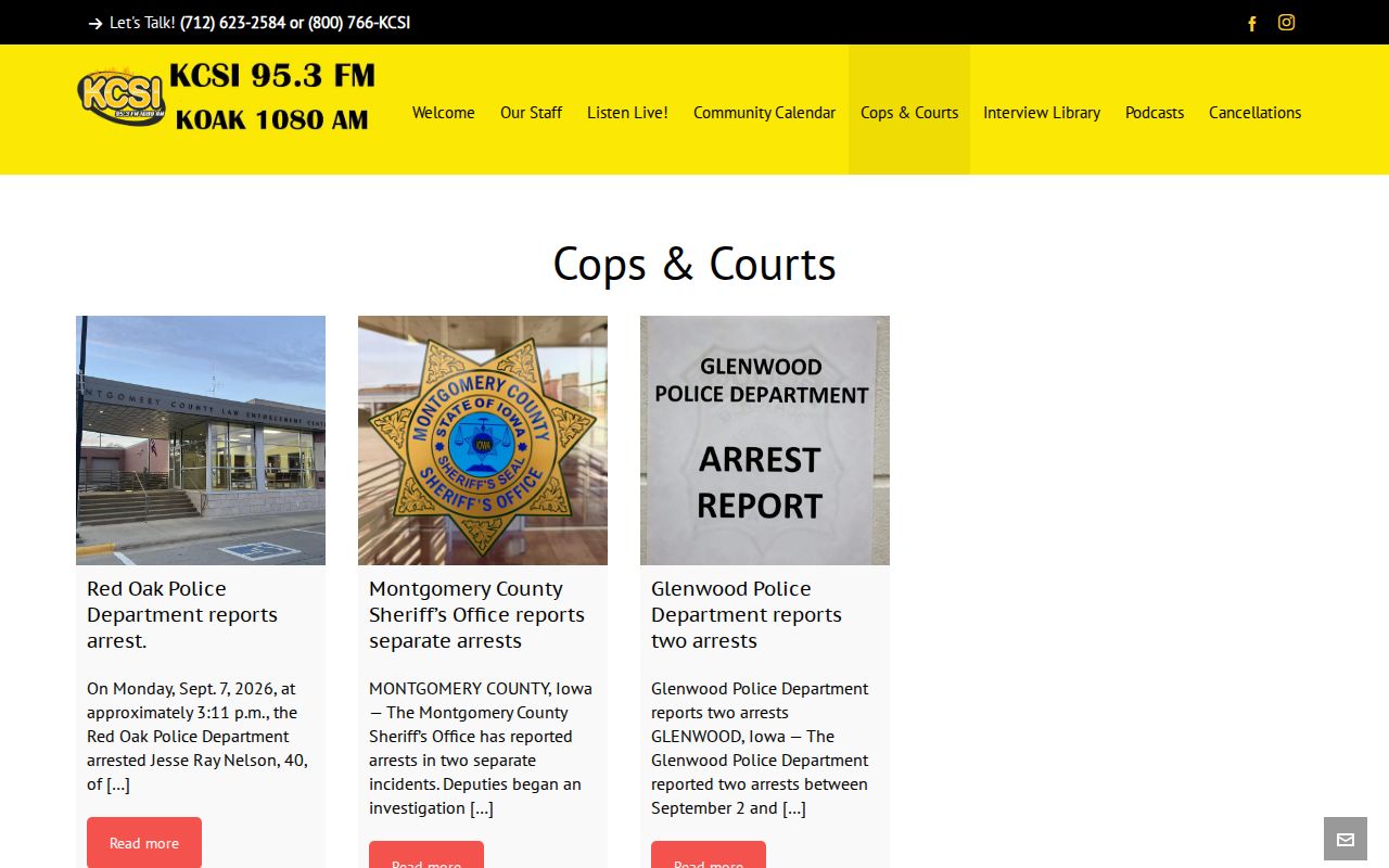KCSI Mills County arrest and court report archive