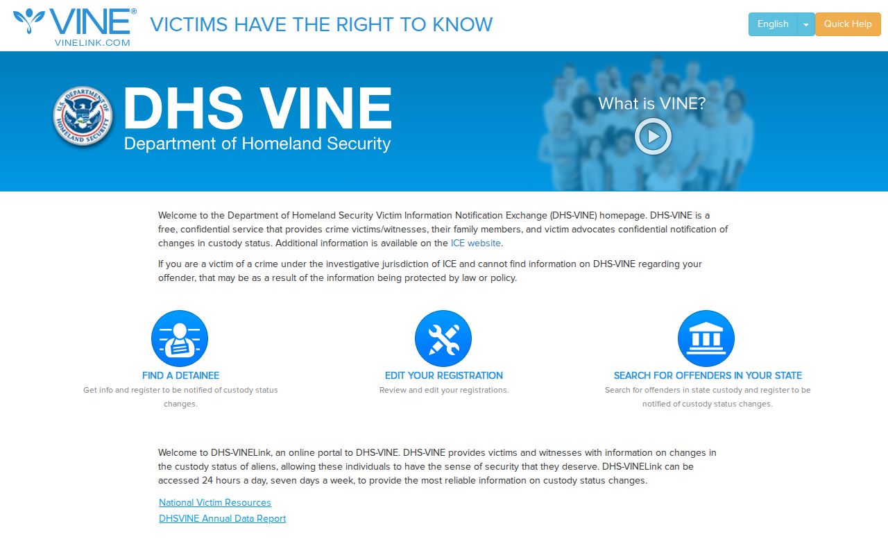 VINELink state and offender custody search interface
